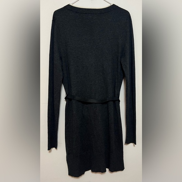 Mac & Jac Grey Button Belted Wool Blend Cardigan Sweater Large Sweater Dress - Picture 2 of 9